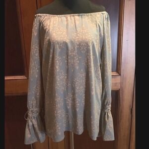 Off Shoulder Rococo Ruffle Sleeve Marie Antoinette Vibes Blouse Top Blue Pink L